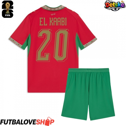Dres Maroko Ayoub El Kaabi #20 Domáci pre deti MS 2026 Krátky Rukáv (+ trenírky)